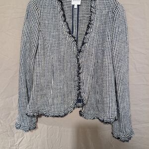 Armani Collezioni Navy and White Tweed Jacket